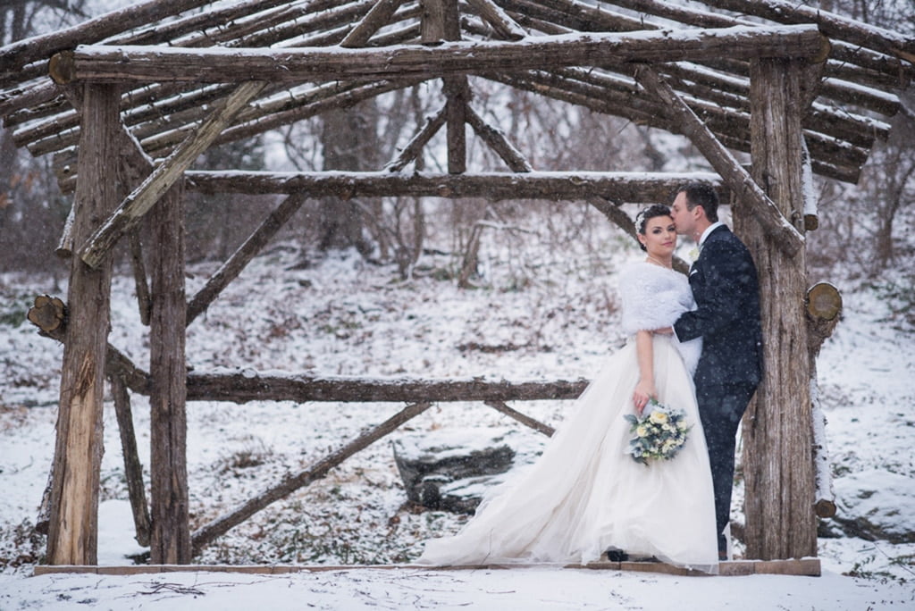 Bride and Groom in the snow