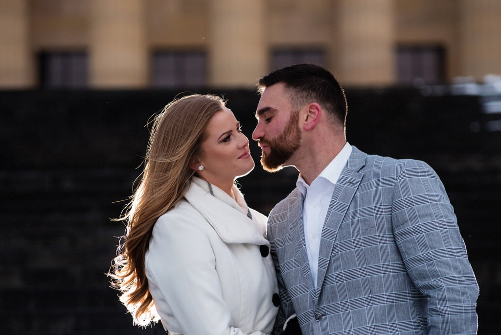 Winter engagement shoot at the art museum