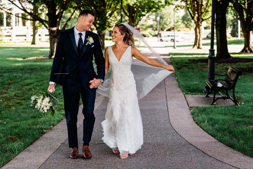 Bride and Groom at Bryn Athyn College